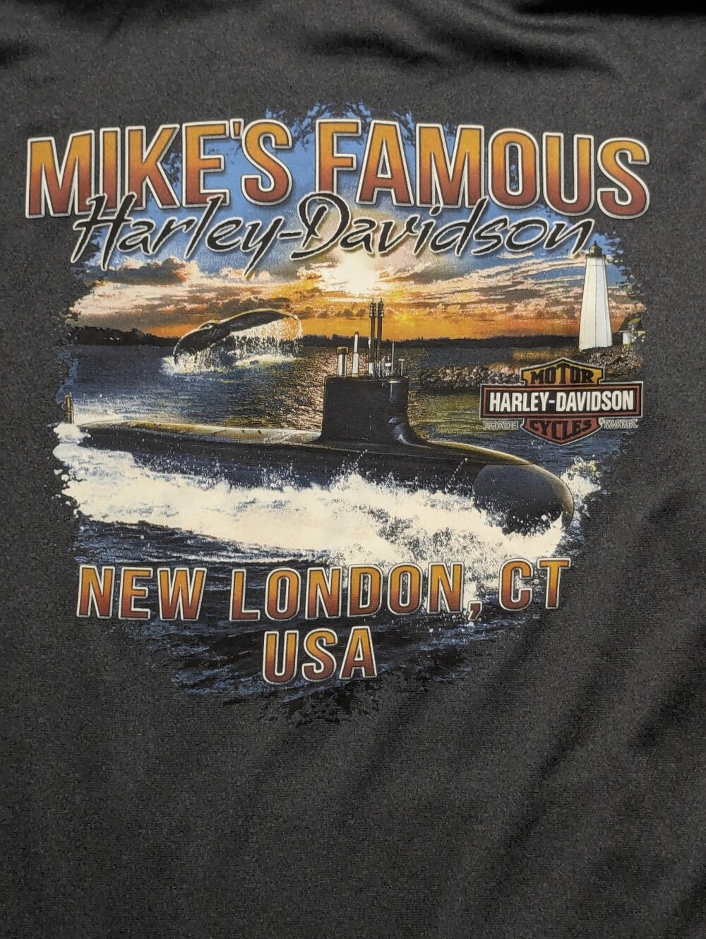 Harley Davidson Size XL Hoodie New London Connecticut Submarine Whale Boat Navy